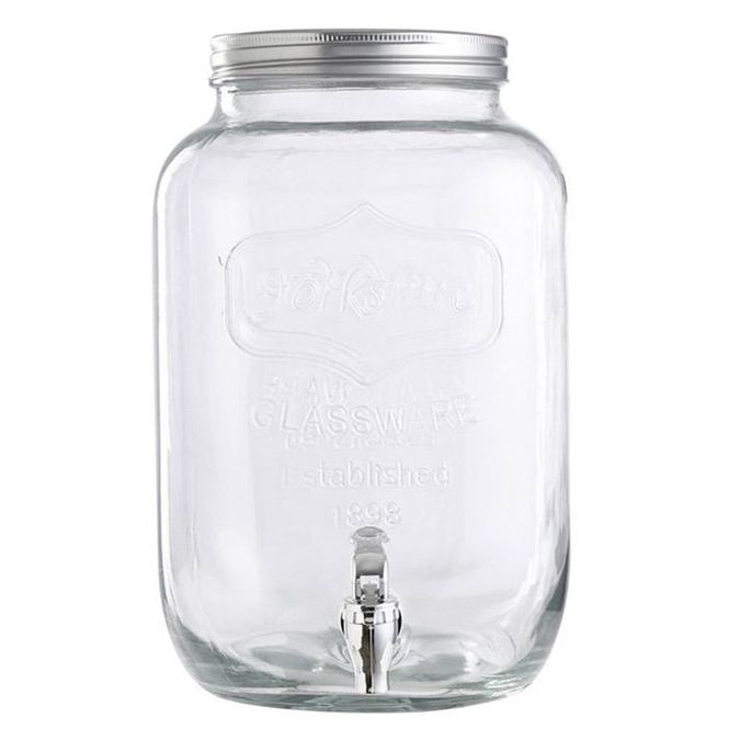 Hovedbilde Drikkedispenser og oppbevaringskrukke i glass med tappekran 8 Liter