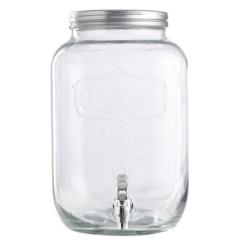 Drikkedispenser og oppbevaringskrukke i glass med tappekran 8 Liter