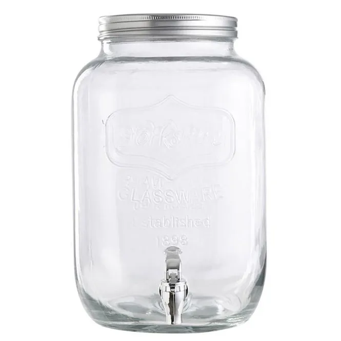 Hovedbilde Drikkedispenser og oppbevaringskrukke i glass med tappekran 8 Liter