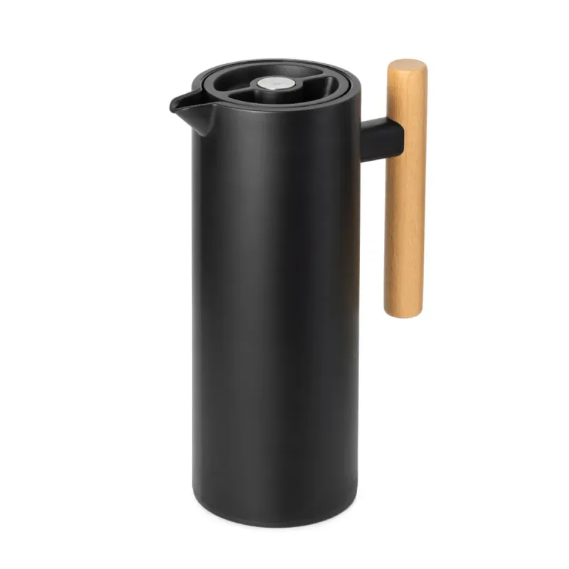 Termokanne med Trehåndtak -  1 Liter - Elegant Design, svart